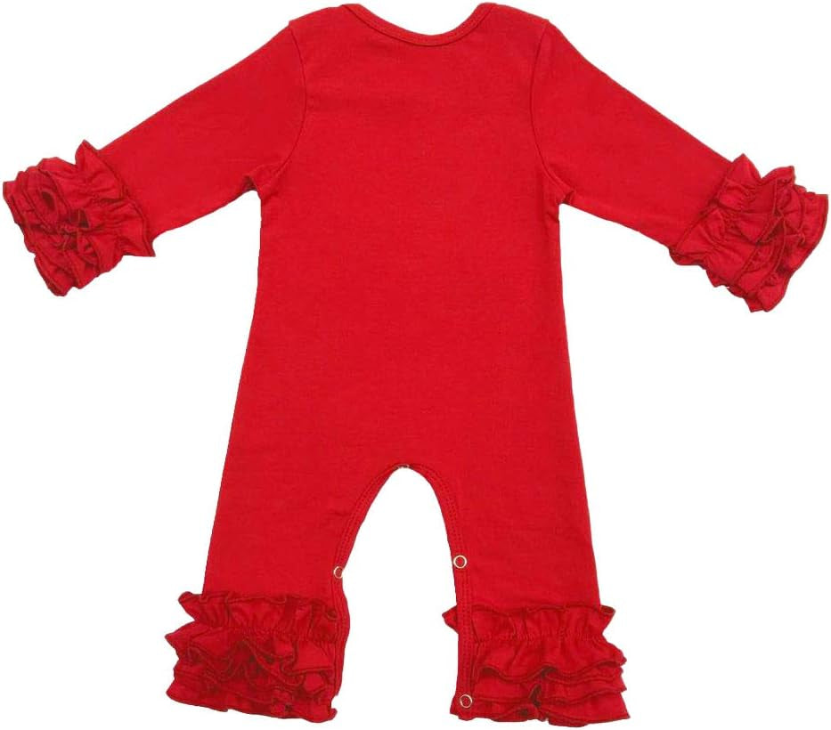 Toddler Baby Boy Girls Icing Ruffle Jumpsuit Pants Valentines Day Romper Long Sleeve Pajamas Nightwear Birthday Outfit