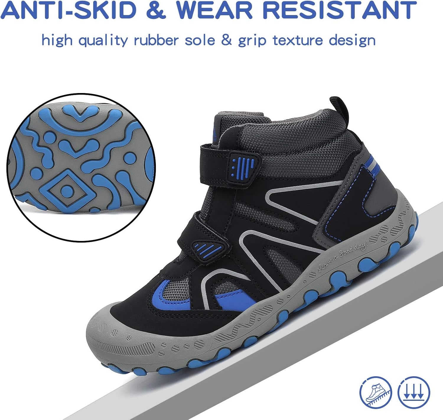 Kids Water Resistant Hiking Boots, Boys Girls anti Collision Anti-Skid Athletic Outdoor Ankle Adventure Trekking Shoes