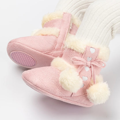 Baby Girls Boys Snow Warm Boots Infant Winter Booties Newborn Slip on Shoes for 3-18 Months