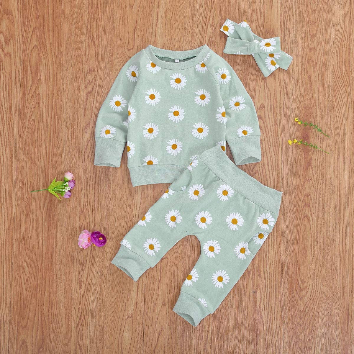 0-24M Flower Newborn Infant Baby Girl Clothes Set Long Sleeve Sweatshirts Tops Pants Outfits