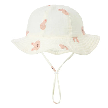 Baby Summer Sun Hat Cartoon Bear Infant Fisherman Cap Toddler Panama Basin Caps Large Brim Visors Outdoor Sunscreen Bonnet 아기모자