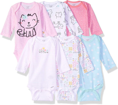 Baby-Girls 6-Pack Long Sleeve Bodysuits