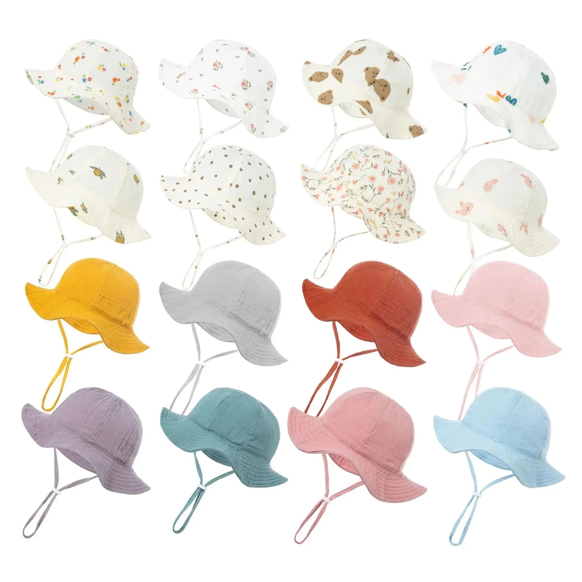 Baby Summer Sun Hat Cartoon Bear Infant Fisherman Cap Toddler Panama Basin Caps Large Brim Visors Outdoor Sunscreen Bonnet 아기모자