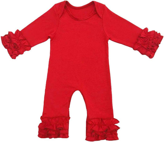 Toddler Baby Boy Girls Icing Ruffle Jumpsuit Pants Valentines Day Romper Long Sleeve Pajamas Nightwear Birthday Outfit